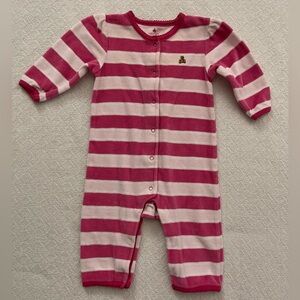 babyGAP Pink Striped Snap Button Romper